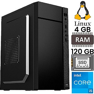 Computador Core i5-2500S, Memória RAM 4GB, SSD 120GB, Gt-H61 Com Slot M2, Rede Gigabit, MT34BK, Linux, MousePad Brinde