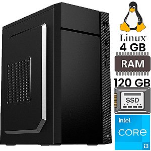 Computador Core i3-2120, Memória RAM 4GB, SSD 120GB, Gt-H61 Com Slot M2, Rede Gigabit, MT34BK, Linux, MousePad Brind