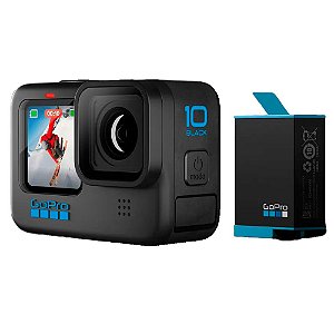 Câmera GoPro HERO10 Black, Vídeos 5.3K 60, Fotos 23MP, Chip GP2, HyperSmooth 4.0, Live Streaming 1080p, Conexão Nuvem
