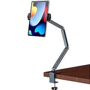 Suporte Smartphones e Tablets Com Braço Articulado Para Mesa - Cinza
