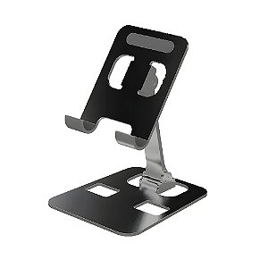 Suporte Universal, Em Aluminio, Ajustavel, Para Smartphones e Tablets - Preto