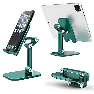 Suporte De Mesa Para Smartphones e Tablets, Ajustável e Dobrável - Verde