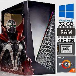 Computador Gamer AMD Ryzen 7-1700, SSD 480GB, 32GB RAM, Placa de Vídeo GT730, Fonte 200W, Windows 10