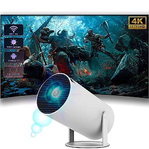 Mini Projetor Portatil, 5G, WiFi, Bluetooth 5.0, Android 11, 8000 Lumens, LED 4K FHD - HY300
