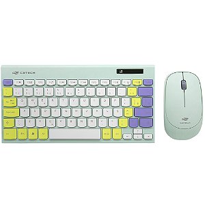Kit Teclado e Mouse C3Tech, Sem Fio, 2,4GHz USB Nano, K-W71GN - Verde
