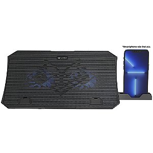 Suporte Base Para Notebook 15,6 Polegadas Gamer NBC-40BK, Com Suporte Para Celular, C3Tech - Preto