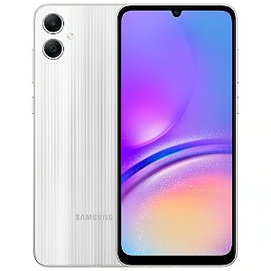Smartphone Samsung Galaxy A05 Prata 128GB, 4GB RAM, Octa-Core, Bateria 5000mAh, Tela Infinita de 6.7" Câm Traseira Dupla