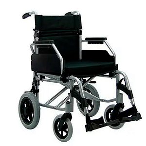 Cadeira De Rodas Manual Dobrável em Aluminio Com Encosto Rebatível, Barcelona Praxis Tamanho 40 Cor Preto Prata