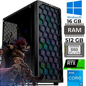Computador Gamer Core i5 8500, SSD 512GB, 16Gb RAM, Placa Vídeo 6GB, GDDR6, 192-BIT RTX 2060,H310CM-HG4 DDR4