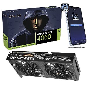 Placa de Vídeo Galax GeForce RTX 4060, 8GB GDDR6, 128 bits (1-Click OC 2X V2) 46NSL8MD9NXV - PCI-Express 4.0