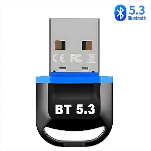 Adaptador Bluetooth 5.3 USB Dongle 3Mbps, Wireless Sem Fio, Receptor de Aúdio - Preto