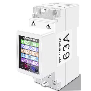 Disjuntor Inteligente Wi-Fi Tuya, Medidor de Energia, Compativel Com Smart Life, 63A- Atorch