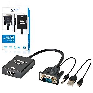 Adaptador Conversor VGA Para HDMI Com Audio e Vídeo Full HD, Exbom - CC-VHA30