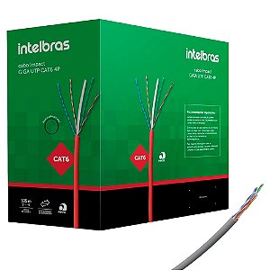 Caixa Cabo de Rede 305 Metros, Impact Giga UTP CAT6 IG6CCZ 4P Intelbras, 100% Cobre - Cinza