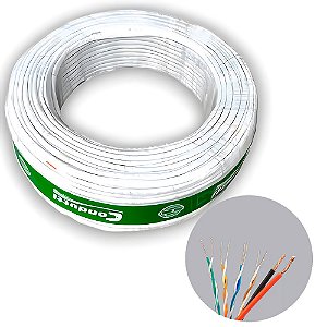 Rolo Cabo de Rede 100 Metros Condutti Com Alimentação Multicameras, 4X24AWG(S) 2X1MM2(F) - Branco