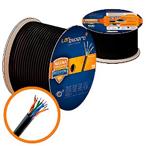 Bobina Cabo de Rede 1.000 Metros, Lan Expert Turbo Link, CAT5e, UTP,  100% Cobre - Preto