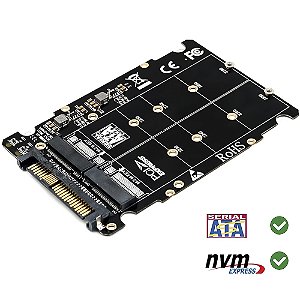 Placa Adadptadora 2 em 1, M.2 NVMe e M.2 SATA Para SSD U.2 - SFF-8639