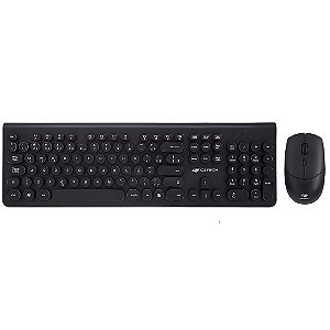 Kit Teclado e Mouse C3Tech K-W80BK, Wireless, ABNT2 Multimídia, 1600DPI, 4 Botões - Preto