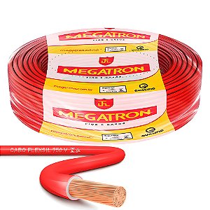 Rolo 100 Metros Cabo de Energia Flexivel 2,50mm, 750V, Megatron - Vermelho