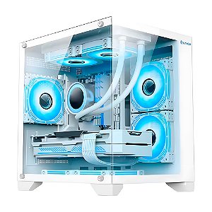 Gabinete Gamer Aquario Branco GB1791 Hayom, Com 4 Fans RGB, Micro-ATX