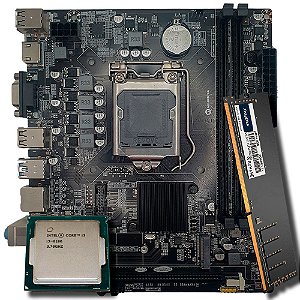 Kit Placa Mãe H110, Com Processador i3-6100, Memória Ram 8GB DDR4