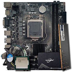 Kit Placa Mãe H110 Com Cooler 1151, Processador i3-6100, Memória RAM 8GB DDR4, SSD 256GB