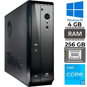 Computador Slim Core i3-2100, RAM 4GB, SSD 256GB, GAB C3Tech Slim, Windows 10, Mousepad