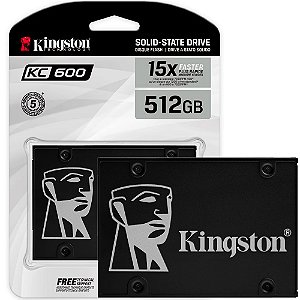 SSD Kingston 512GB, KC600, SATA III, Leitura 550MB/s e Gravação 520MB/s, SKC600/512G