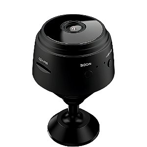 Mini Câmera de Segurança HD A9, Wi-Fi 1080P HD, Grava em Cartão de Memória, Visão Noturna, Preto
