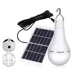 Lâmpada Bulbo LED, Externa de Emergência, Com Painel Solar, 7W, A Prova D'Água, Branco
