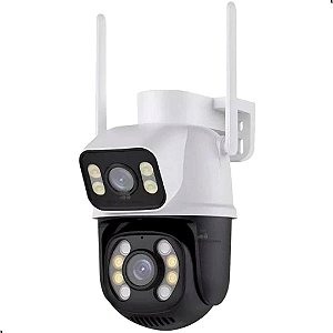 Câmera de Segurança Lente Dupla, Giratória, Wi-Fi, Visão Noturna, Sensor IR, Aúdio Bidirecional, Aplicativo ICSEE, A-28