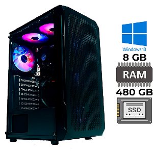 Computador Gamer Ryzen 5 5500, RAM 8GB DDR4, SSD 480GB, Gab MT-G220BK, GTX550Ti, Fonte 500W, 4 Cooler Fan, Windows 10