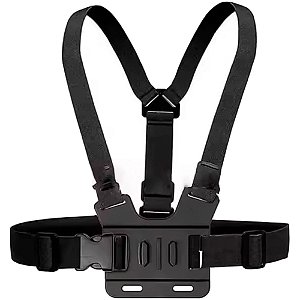 Suporte Peitoral Para Smartphone e GoPro, Cinta e Ângulo Ajustável, Universal, Preto