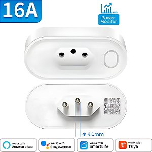 Plug de Tomada Inteligente, Zigbee 3.0, Padrão Brasileiro, 16A, Compatível Com Alexa, Google Home, SmartThings, Branco