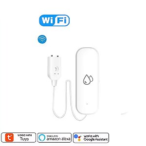 Sensor de Vazamento de Água, Wi-Fi, Monitor de Vazamentos, Compatível Com Tuya, Alexa, Google Assistant, Branco
