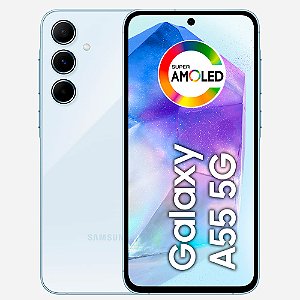 Smartphone Samsung Galaxy A55 RAM 8GB 256GB 5G, Câmera Tripla 50MP + Selfie 32MP, Tela 6.6''- Azul Claro