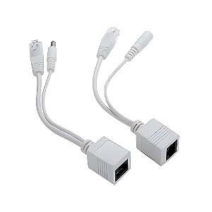 Adaptador de Cabo Injetor PoE, Par Macho e Fêmea, 5V/ 12V/ 24V/ 48V, Até 40m de Distância, Branco - FC