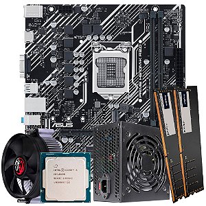 Kit Montagem de Computador Placa Mãe Asus H510M LGA 1200, Processador Core i5-10400, Memória 16GB DDR4, Fonte ATX 350