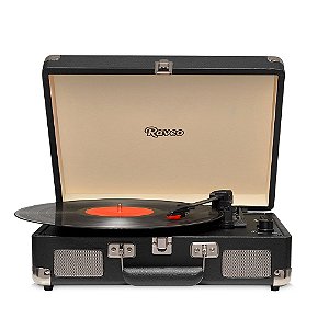 Vitrola Toca-Discos Retrô Raveo Sonetto, Chrome Preta, Com USB e Bluetooth (Reproduz e Grava), Bivolt, 10W, 33/45/78 RPM