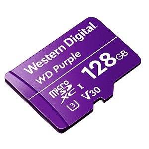 Cartão de Memória MicroSDXC 128GB WD Purple Intelbras, ‎Gravação 20Mb/s Leitura 20Mb/s, Roxo