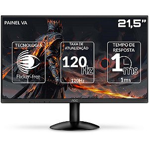 Monitor Gamer AOC Série B30 21,5" FHD, VA, 120Hz, 1ms, Screen+ Adaptive-Sync, Flicker-Free - 22B30HM23