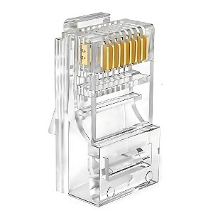Conector Cristal RJ45 Cat5e/Cat6e EZ Exbom Vazado, CONT-RJ45V1K, 8P8C - Pacote com 100 Unidades
