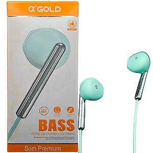 Fone De Ouvido Stereo, Super Bass, com Microfone, Entrada 3.5mm, Fio 1.3 Metros, A'Gold, FN-A10 - Verde