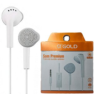 Fone De Ouvido Stereo, Super Bass, com Microfone, Fio 1.2 Metros, A'Gold, FN-A05 - Branco