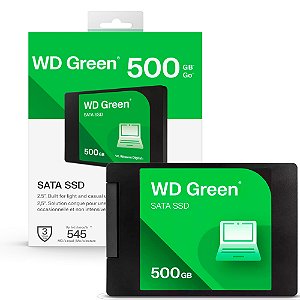 SSD WD Green 500GB 2.5" SATA III 6Gb/s, 7mm, Leitura até 545MB/s, 3D NAND, WDS500G5G0A
