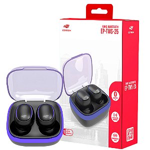 Fone de Ouvido C3Tech Sem Fio, In-Ear, Bluetooth 5.3, EP-TWS-25BK - Preto