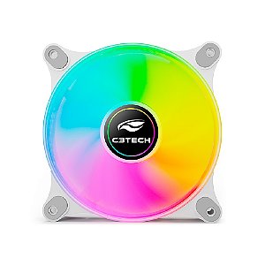 Cooler Fan F9‑L160WH C3Tech RGB 120 mm 9 lâminas, Rolamento Hidráulico, Molex 4‑pinos, 1 200 RPM, 30 dBA - Branco