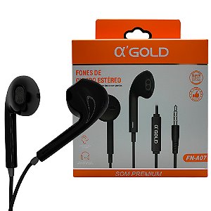 Fone De Ouvido Stereo, com Microfone, Super & Deep Bass, Fio 1.2 Metros, A'Gold, FN-A07 - Preto