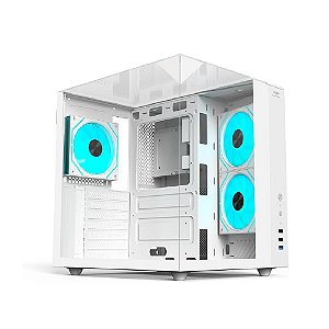 Gabinete Gamer C3Tech Aquário MT‑G950WH, Vidro Temperado, USB 3.0, Mid Tower, Sem Fonte, Branco - Aquarius