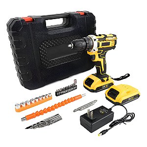 Parafusadeira Furadeira De Impacto Profissional 21v TB-21PX 2 Baterias Sem Fio E Acessórios Com Maleta 60Hz Amarelo